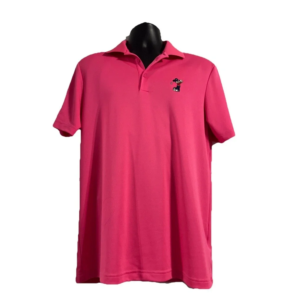 Adidas Polo Shirt Mens Medium Pink Performance Golf Disney Mickey Mouse